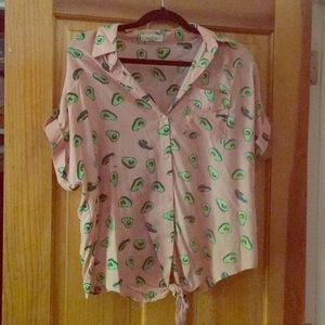 Avocado print button up t-shirt